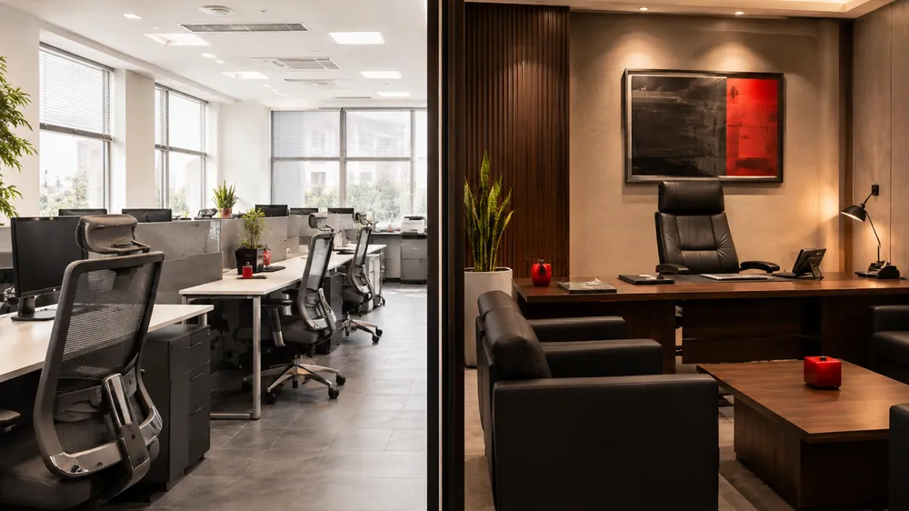 صندلی مدیریتی و کارمندی در فضاهای متفاوت اداری آپادانا